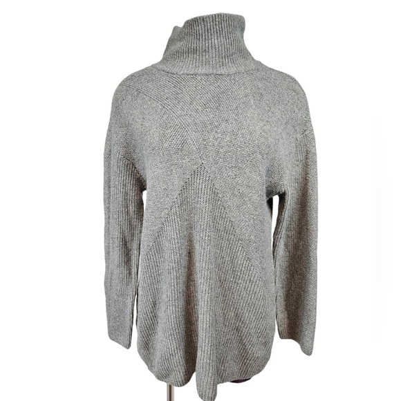 NWT Talbots Gray Wool Blend Mock Neck Ribbed Knit Sweater Size Medium Women's - Picture 8 of 8